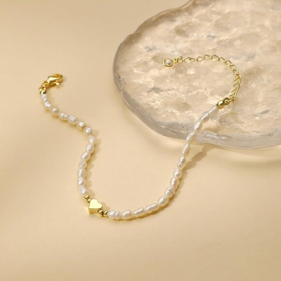 🆕 Mideeo Heart Pearl Bracelets Women Gold Evil Eye Diamond Cuban Jewelry Gift - Picture 3 of 7